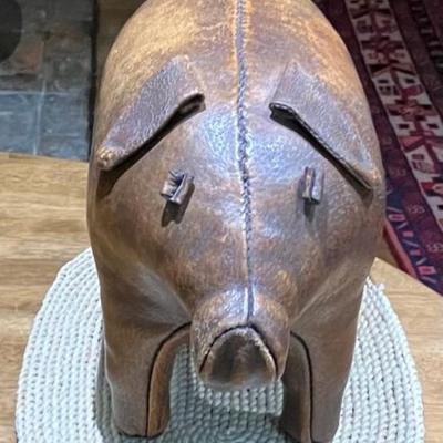 Vintage Abercrombie & Fitch Leather Pig Footstool