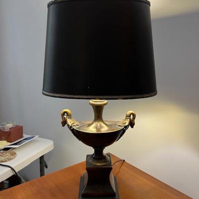 BLACK AND GOLD GRECIAN URN LAMP, EMPIRE STYLE