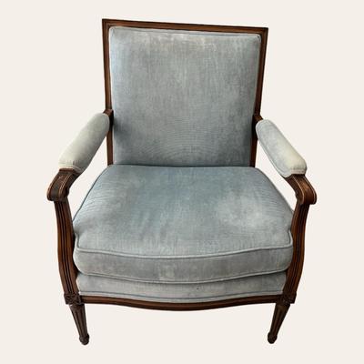 LOUIS XVI STYLE ARMCHAIR WITH BLUE UPHOLSTERY