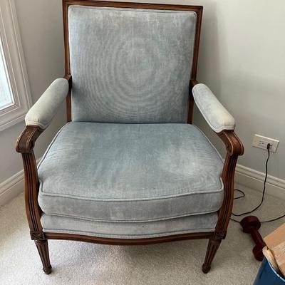 LOUIS XVI STYLE ARMCHAIR WITH BLUE UPHOLSTERY