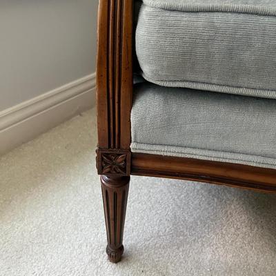 LOUIS XVI STYLE ARMCHAIR WITH BLUE UPHOLSTERY