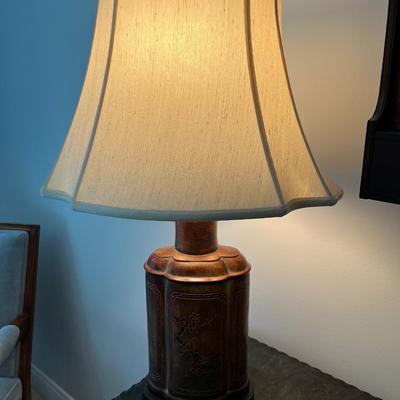 DARK RED CHINOISERIE TABLE LAMP BY FREDERICK COOPER