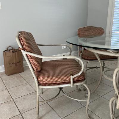 GLASS TOPPED TABLE AND 4 CHAIRS