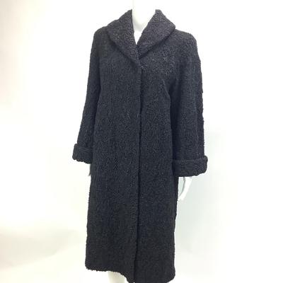 677 Vintage Black Lambs Wool Coat by T. Galistinos