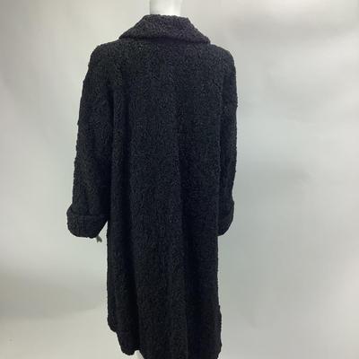 677 Vintage Black Lambs Wool Coat by T. Galistinos