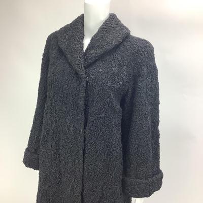 677 Vintage Black Lambs Wool Coat by T. Galistinos