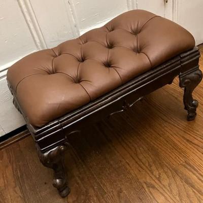 Leather And Metal Ottoman