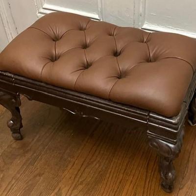 Leather And Metal Ottoman