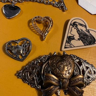 Hearts ðŸ’›ðŸ©¶ Sterling and signed brooches