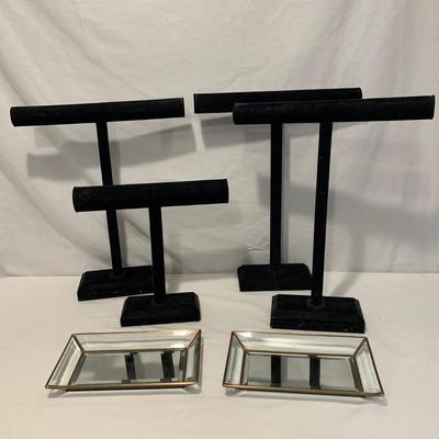 Black Velvet T-Bar Jewelry Displays & Mirrored Trays (DR-HS)