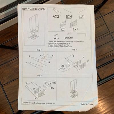 Metal Rack & Glass Shelf with Velvet Hangers (M-HS)