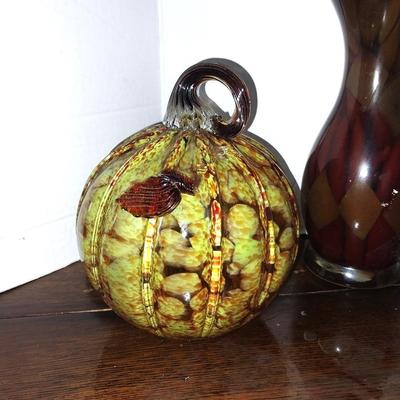 TIERA TUMBLERS-COLORFUL GLASS PUMPKIN-CANDY DISH WITH LID AND MORE