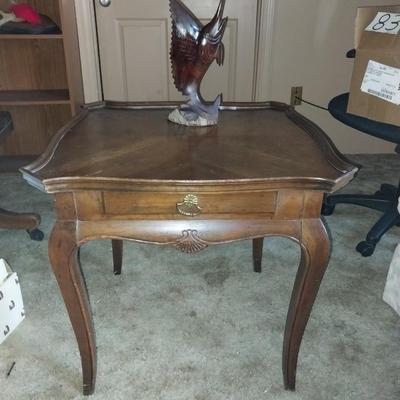 VINTAGE WOODEN ONE DRAWER END TABLE AND SOLID WOOD MERLIN