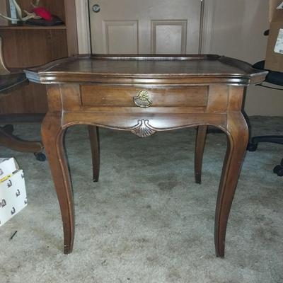 VINTAGE WOODEN ONE DRAWER END TABLE AND SOLID WOOD MERLIN