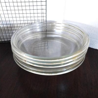 GLASS BAKING DISH WITH LIDS - PIE PLATES-MIXING BOWLS-PYREX MEASURING CUP
