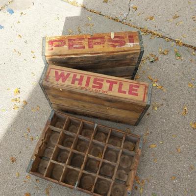 PEPSI AND WHISLE VINTAGE WOODEN CRATES