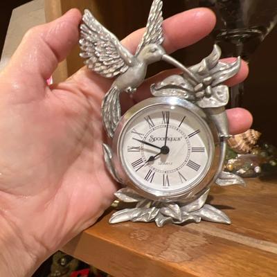 Spoontiques pewter hummingbird clock