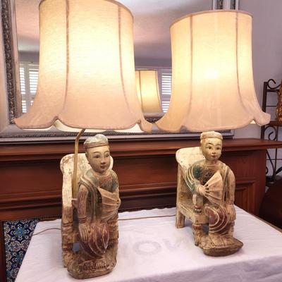 Lot #133  Nice Pair of Vintage Asian Style Table Lamps