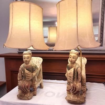 Lot #133  Nice Pair of Vintage Asian Style Table Lamps