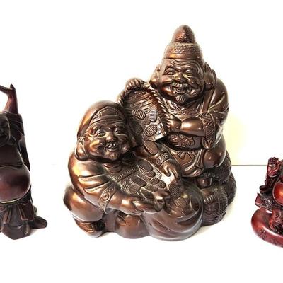 Lot #134 Contemporary Resin Decorative Lot - 3 Asian Figures - Prosperity, etc