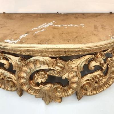 Lot #135  Vintage Gold Leaf Demi-Lune Wall Shelf