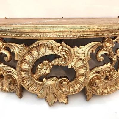 Lot #135  Vintage Gold Leaf Demi-Lune Wall Shelf