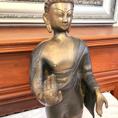 Lot #137  Vintage Standing Buddha - Heavy Brass