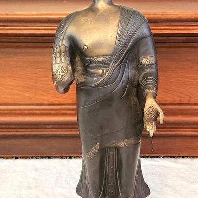 Lot #137  Vintage Standing Buddha - Heavy Brass