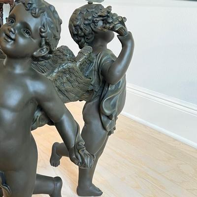 Beveled Glass Top Bronze Style Cherub Table ~ *Read Details