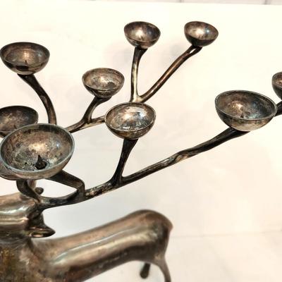 Lot #148  Heavy Silverplated Reindeer Candle Holder