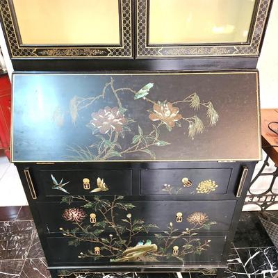 Lot #159  Contemporary Drop Down Desk/Secretary with Asian styling