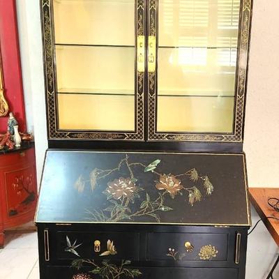Lot #159  Contemporary Drop Down Desk/Secretary with Asian styling