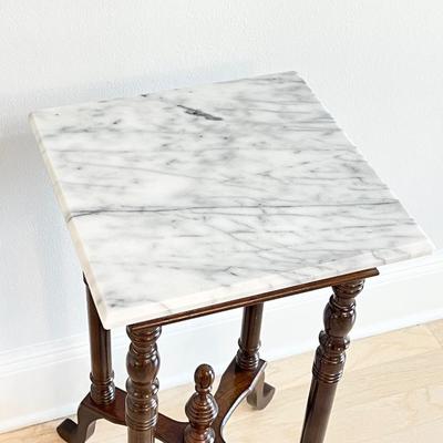 Solid Wood Marble Top Side Table