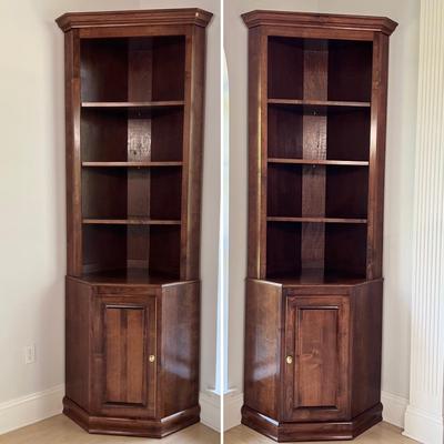 Pair (2) ~ X-Large Solid Wood Corner Book Shelves