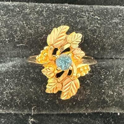 10 Karat Black Hills Gold w/Blue Topaz Center