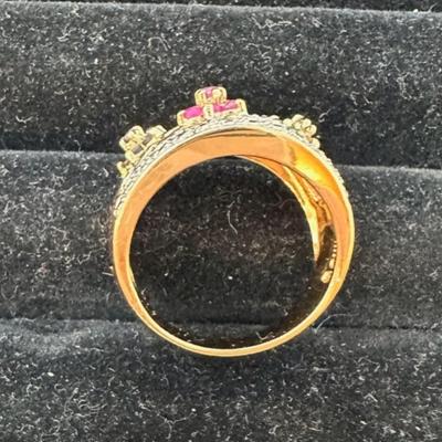 Gold Plated Ring w/color stones