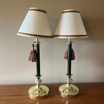 Two Matching Brass Accented Lamps with Tassels (LR-MG)