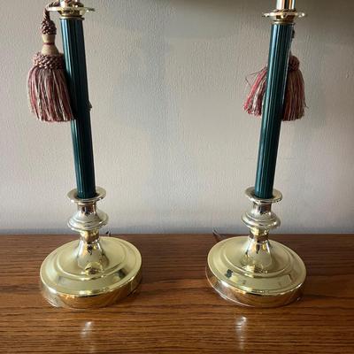 Two Matching Brass Accented Lamps with Tassels (LR-MG)
