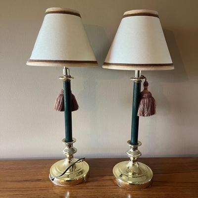 Two Matching Brass Accented Lamps with Tassels (LR-MG)