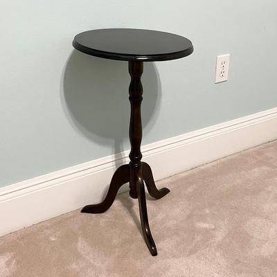 Dark Wood Round Pedestal Accent Side Table