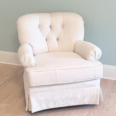 PEMBROOK CHAIR CORP. ~ White Uphostered Swivel/Rocking Chair