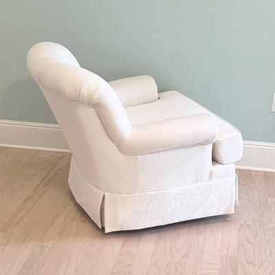 PEMBROOK CHAIR CORP. ~ White Uphostered Swivel/Rocking Chair