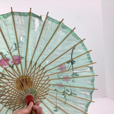854 Antique Bamboo and Silk Parasol