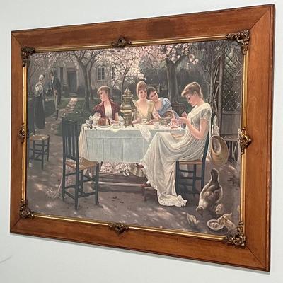 Large Beautifully Framed Victorian Tea Party