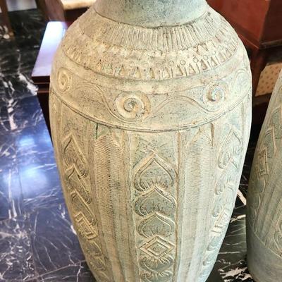 Lot #176  Pair of Large Terracotta/Clay Urns