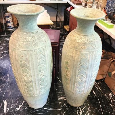 Lot #176  Pair of Large Terracotta/Clay Urns