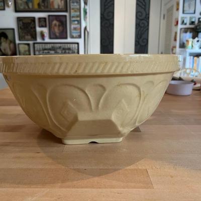 antique, vintage and new stoneware mixing bowls