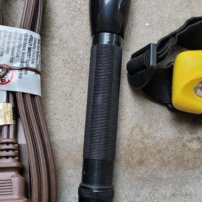 Stanley Headlamp, Mini Keychain Flashlight, and Extension Cord