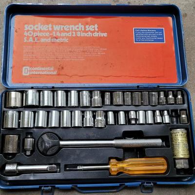 Socket Wrench Set in a Metal Case