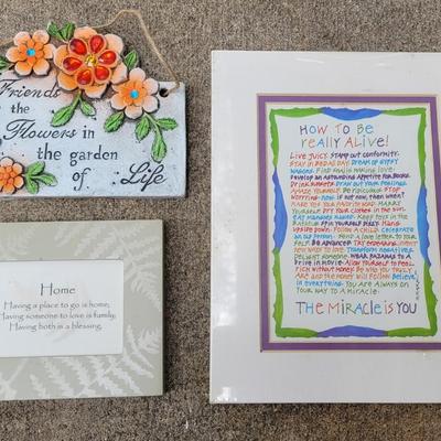 Garden Plaque and (2) Matted Pictures